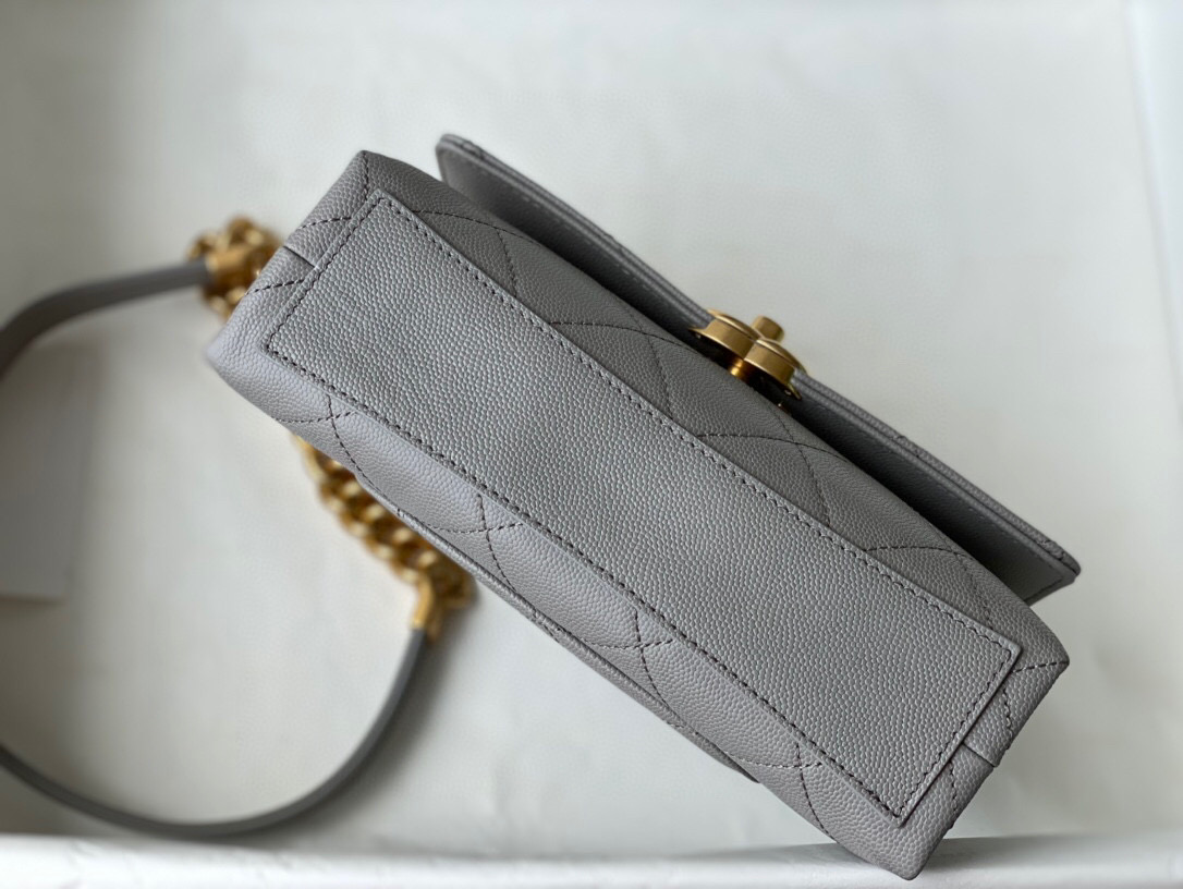 Chanel Grained Calfskin Mini Flap Bag Grey AS2711