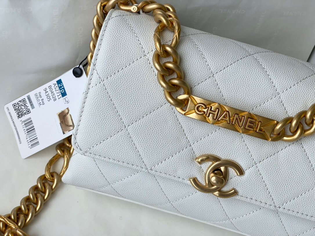 Chanel Grained Calfskin Mini Flap Bag White AS2711