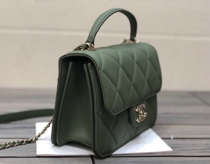 Chanel Small Flap Bag with Top Handle Green AS2680