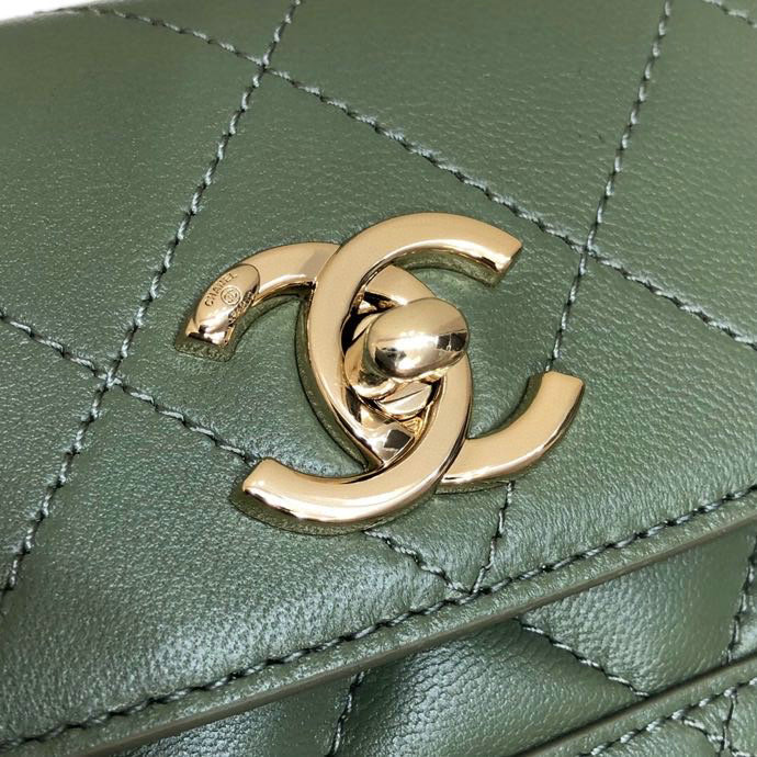 Chanel Small Lambskin Flap Bag Green AS2742