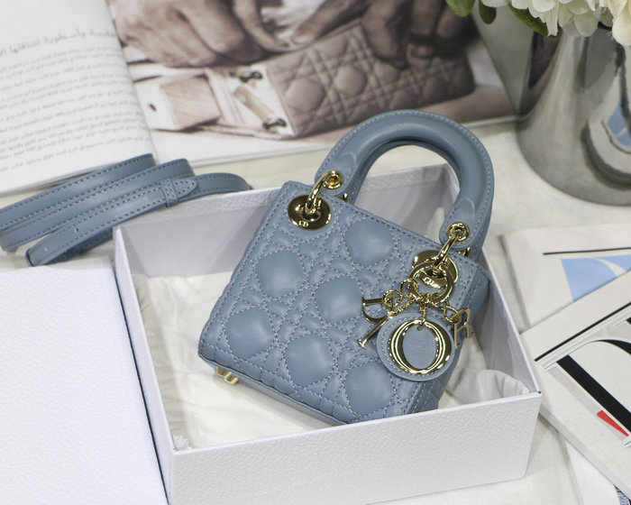 Lady Dior Lambskin Mini Bag Blue DM6007