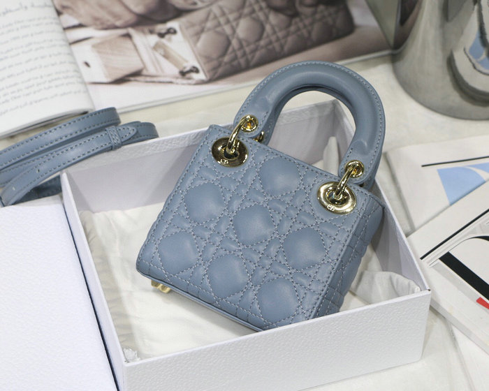 Lady Dior Lambskin Mini Bag Blue DM6007