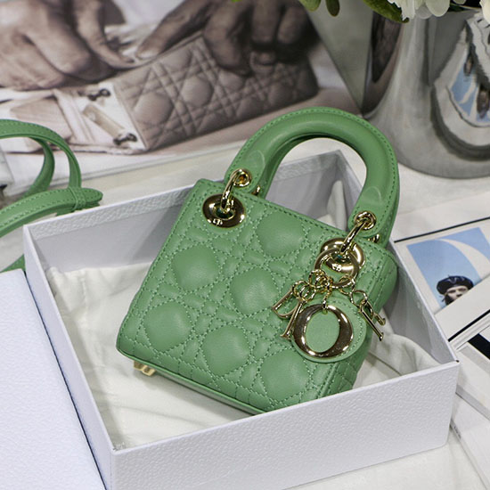 Lady Dior Lambskin Mini Bag Green DM6007