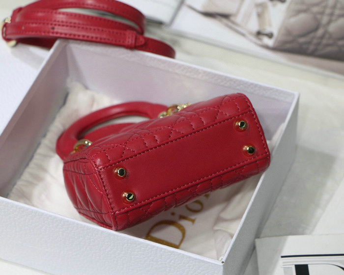 Lady Dior Lambskin Mini Bag Red DM6007