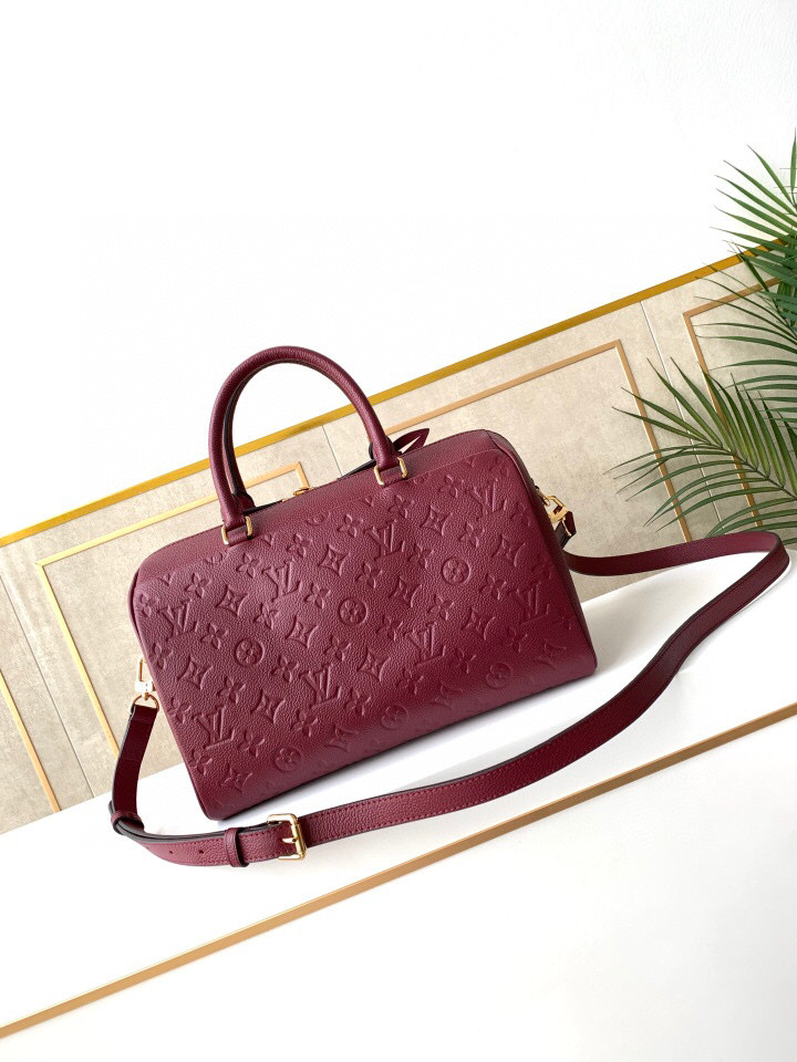 Louis Vuitton Monogram Empreinte Speedy Bandoulier Burgundy M44736