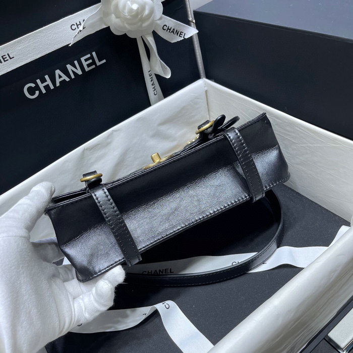 Chanel Aged Calfskin Flap Bag Black AS2696