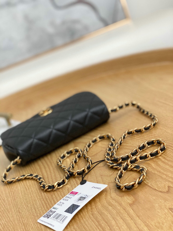 Chanel Calfskin Chain Wallet Black AP2358