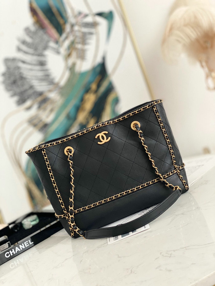 Chanel Calfskin Shopping Bag Black AS2761