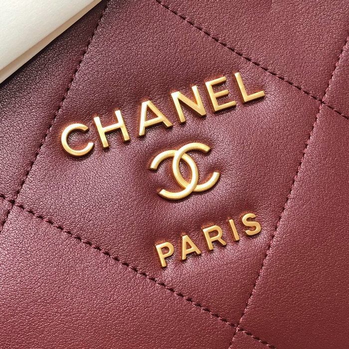 Chanel Calfskin Small Shopping Bag Burgundy AS2750