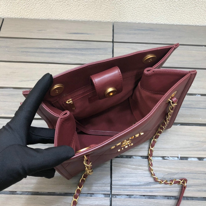 Chanel Calfskin Small Shopping Bag Burgundy AS2750