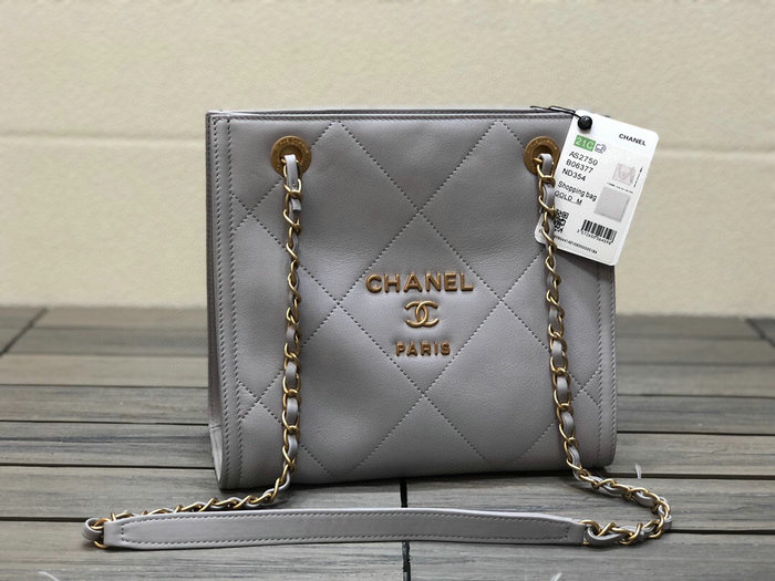 Chanel Calfskin Small Shopping Bag Grey AS2750