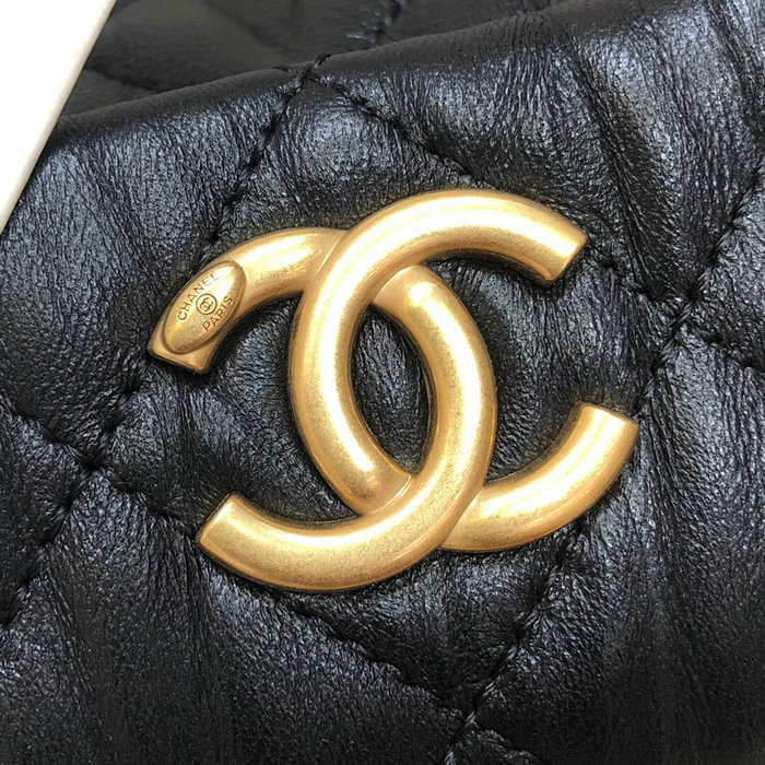 Chanel Crumpled Lambskin Small Hobo Bag Black AS2479