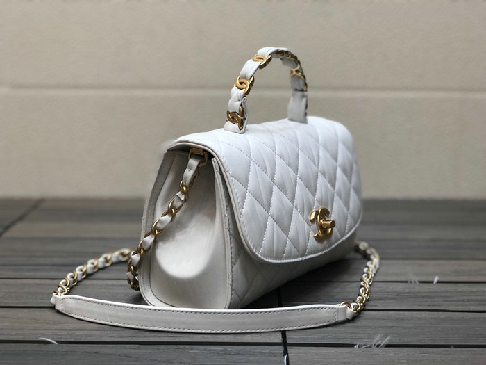 Chanel Flap Bag With Top Handle White AS2478