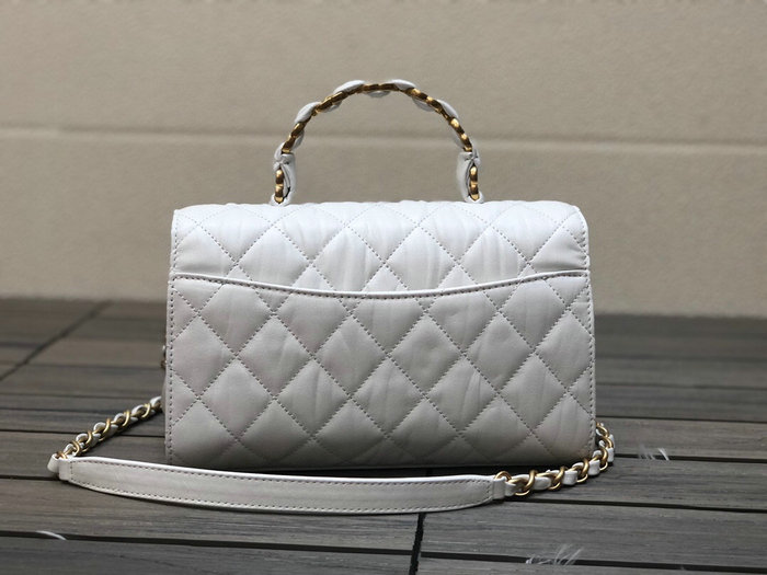 Chanel Flap Bag With Top Handle White AS2478