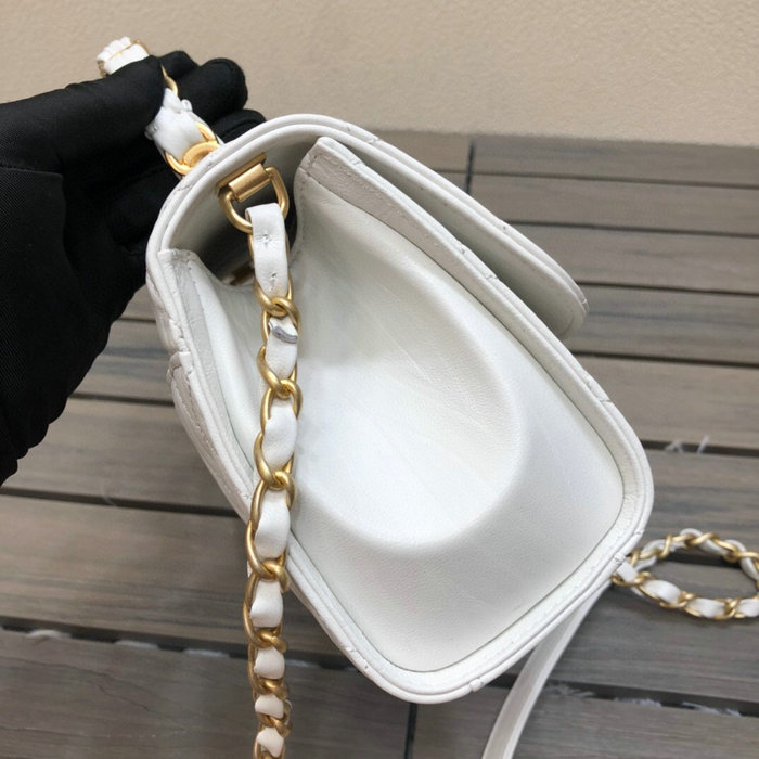 Chanel Flap Bag With Top Handle White AS2478