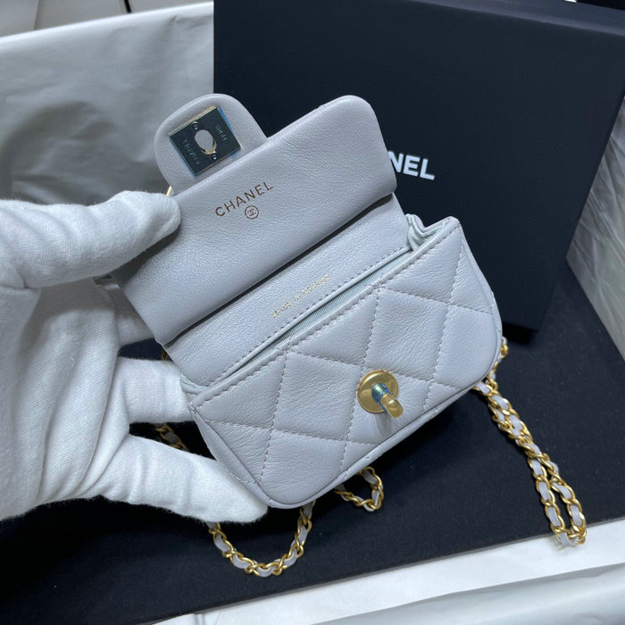 Chanel Flap Card Holder with Chain Grey AP2271