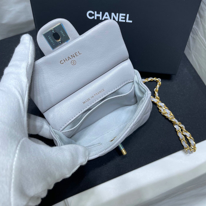 Chanel Flap Card Holder with Chain Grey AP2271