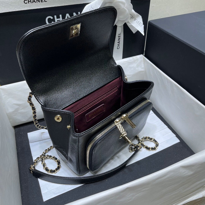 Chanel Grained Calfskin Flap Bag Black AS29912