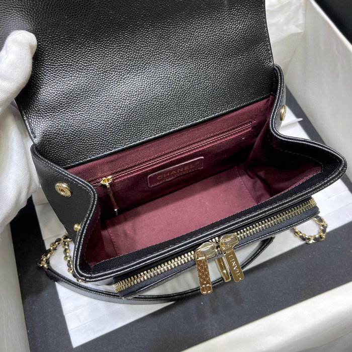 Chanel Grained Calfskin Flap Bag Black AS29912