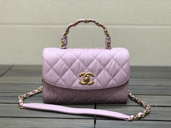 Chanel Mini Flap Bag With Top Handle Pink AS2477