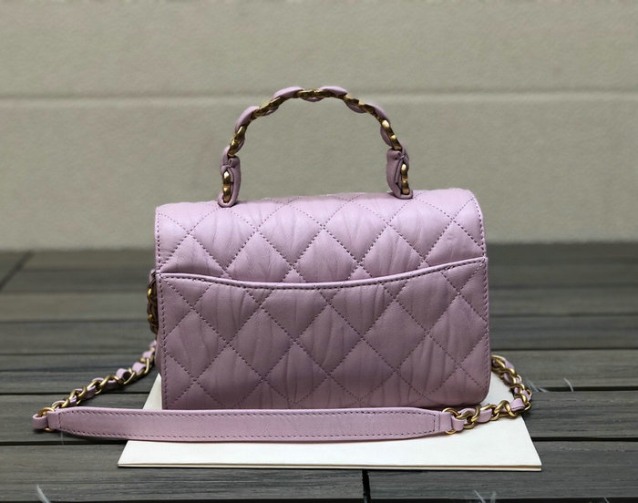 Chanel Mini Flap Bag With Top Handle Pink AS2477