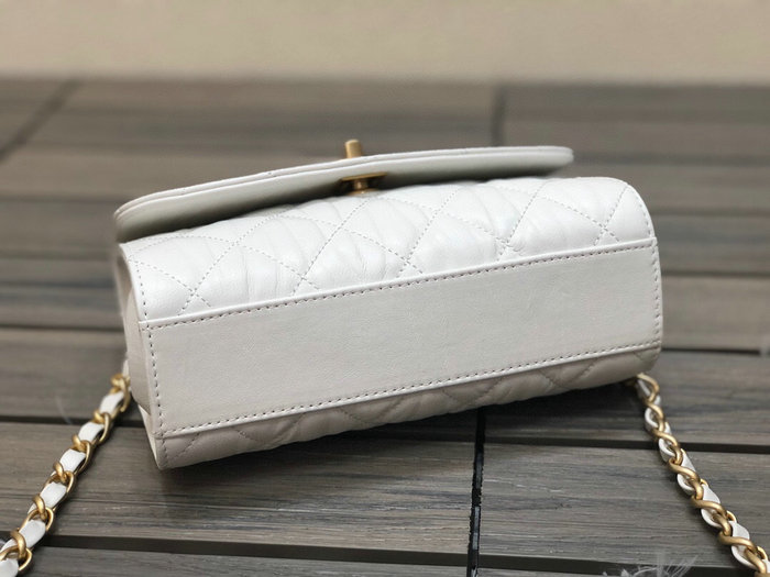 Chanel Mini Flap Bag With Top Handle White AS2477