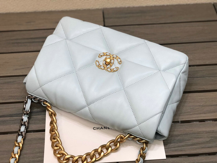 Chanel 19 Lambskin Large Flap Bag Light Blue AS1161