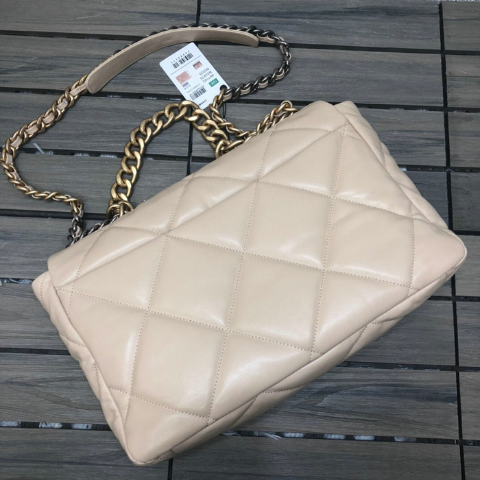 Chanel 19 Lambskin Maxi Flap Bag Beige AS1162