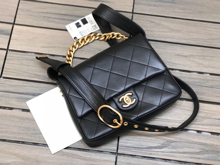 Chanel Calfskin Messenger Bag Black AS2842