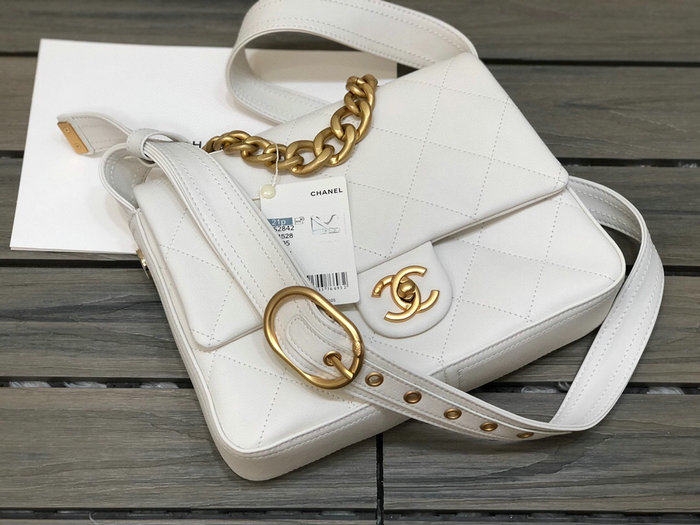 Chanel Calfskin Messenger Bag White AS2842