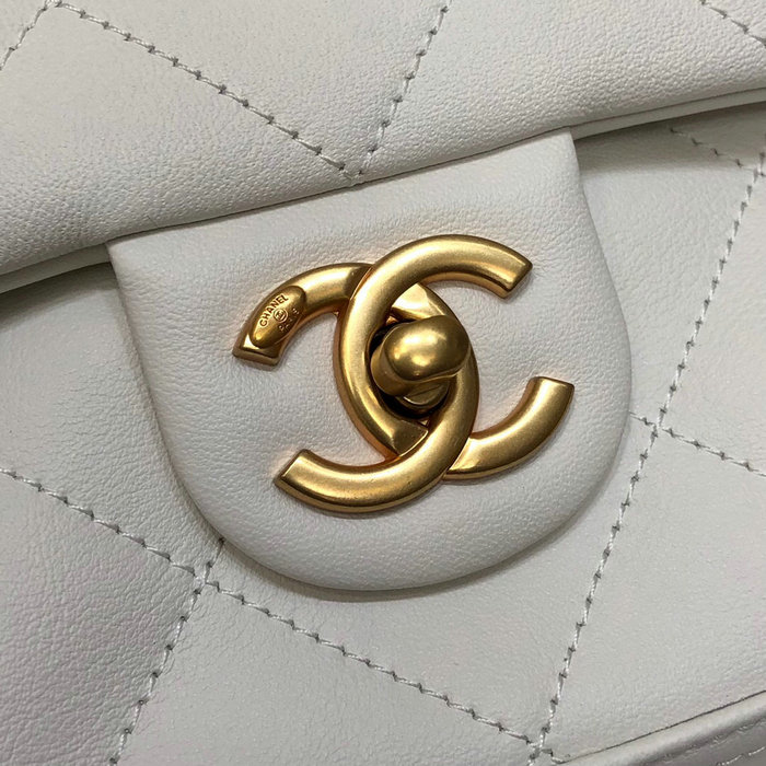 Chanel Calfskin Messenger Bag White AS2842