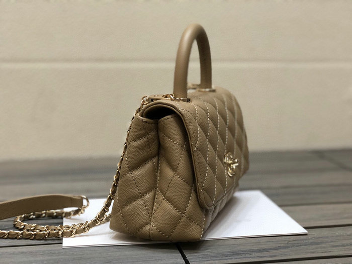 Chanel Mini Flap Bag with Top Handle Beige AS2215