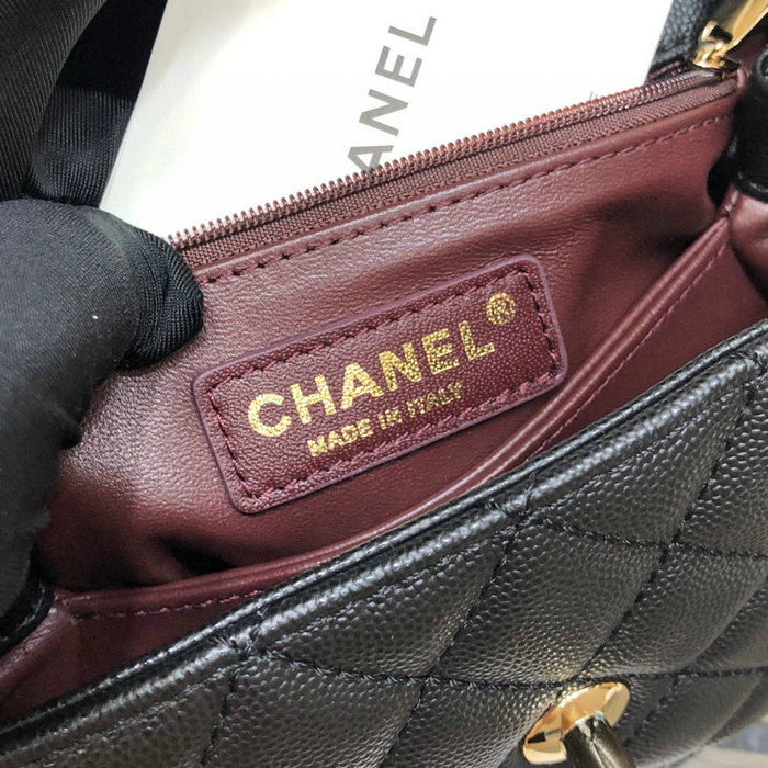 Chanel Small Flap Bag with Top Handle Black A92990