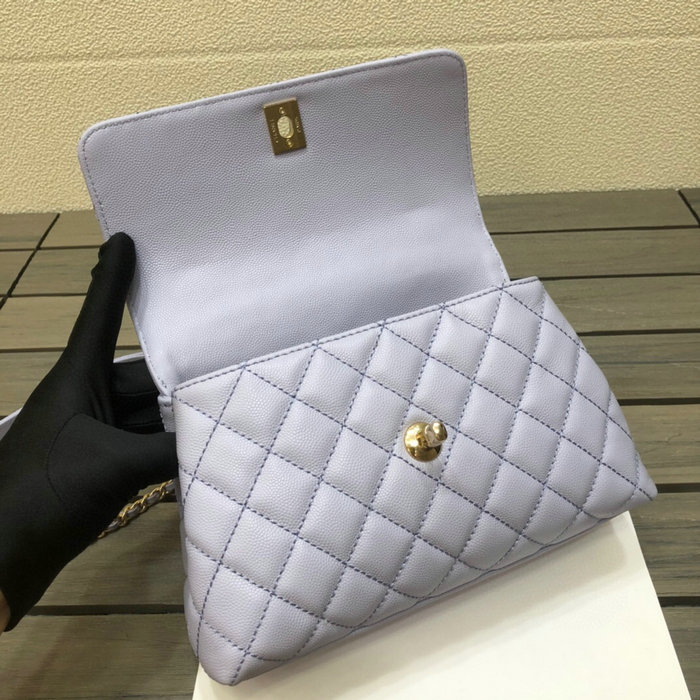 Chanel Small Flap Bag with Top Handle Purple A92990