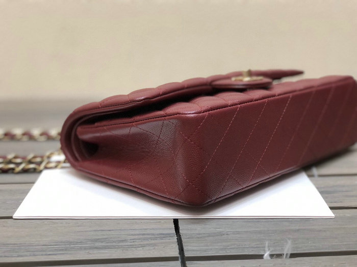 Classic Chanel Grained Calfskin Medium Flap Bag Burgundy CF1112