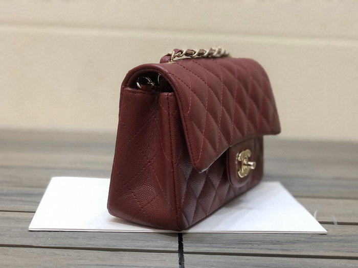 Classic Chanel Grained Calfskin Small Flap Bag Burgundy CF1116