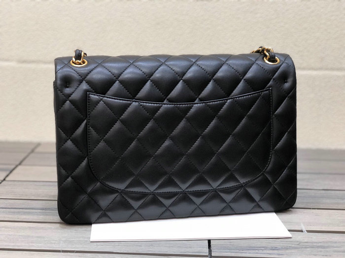 Large Classic Chanel Lambskin Handbag Black A01119