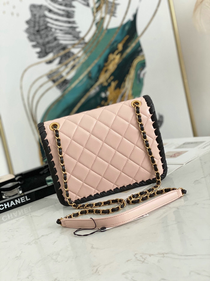 Chanel Lambskin Flap Bag Pink AS2496