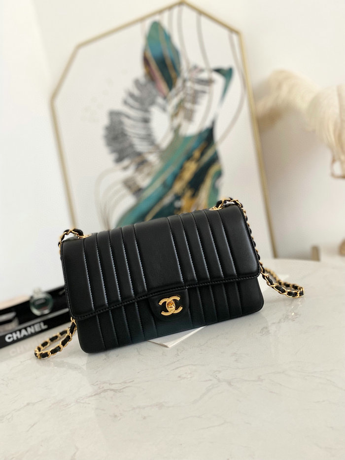 Chanel Smooth Calfskin Flap Shoulder Bag Black AS6006