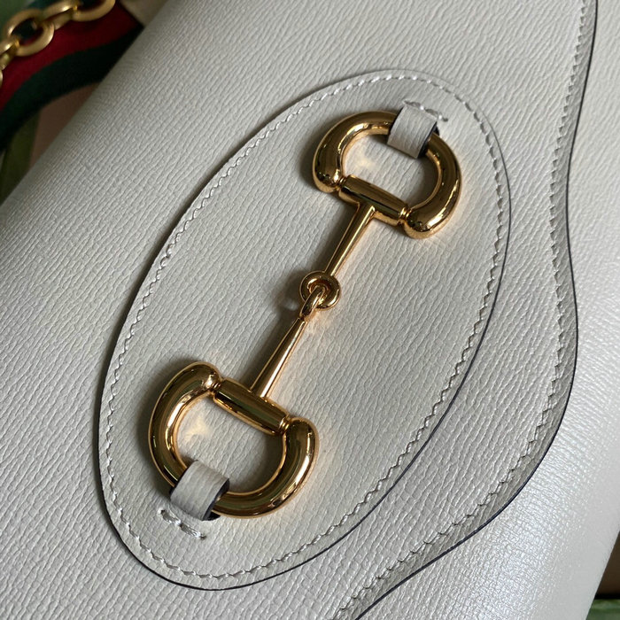 Gucci Horsebit 1955 Small Leather Bag White 677286