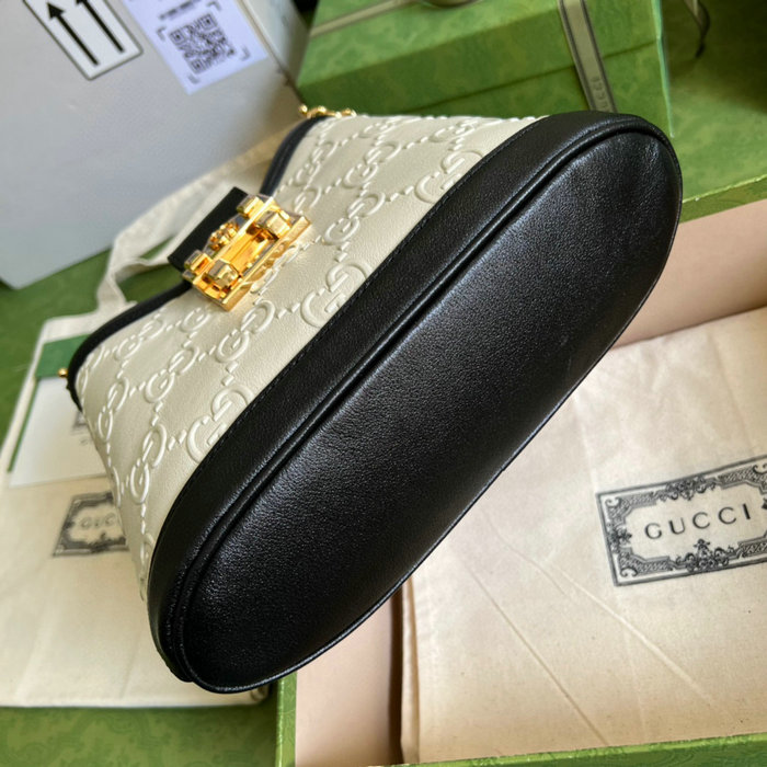 Gucci Leather Small GG shoulder Bag White 675788