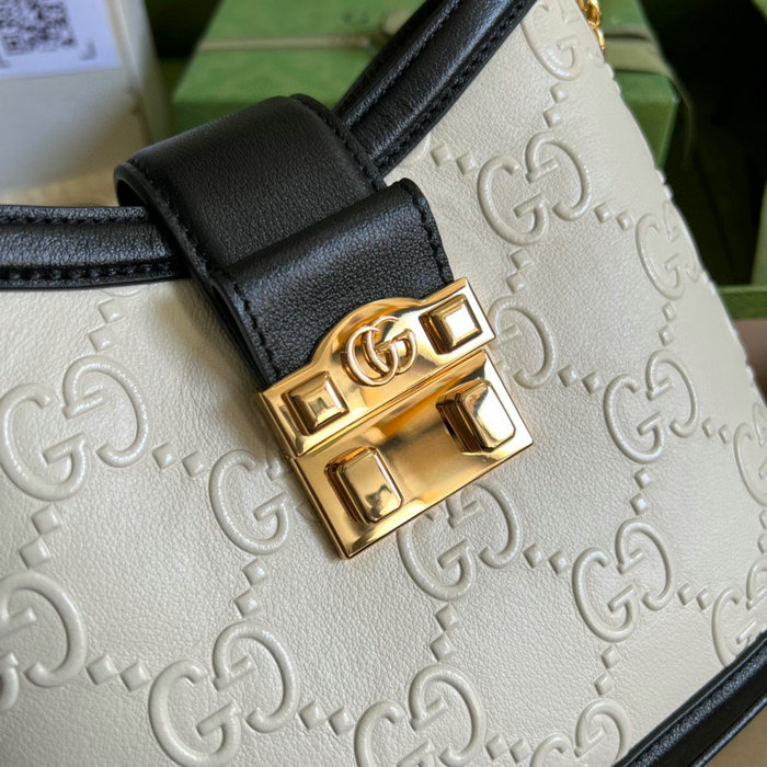 Gucci Leather Small GG shoulder Bag White 675788