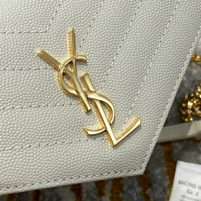 Saint Laurent Envelope Chain Wallet White with Gold 393953