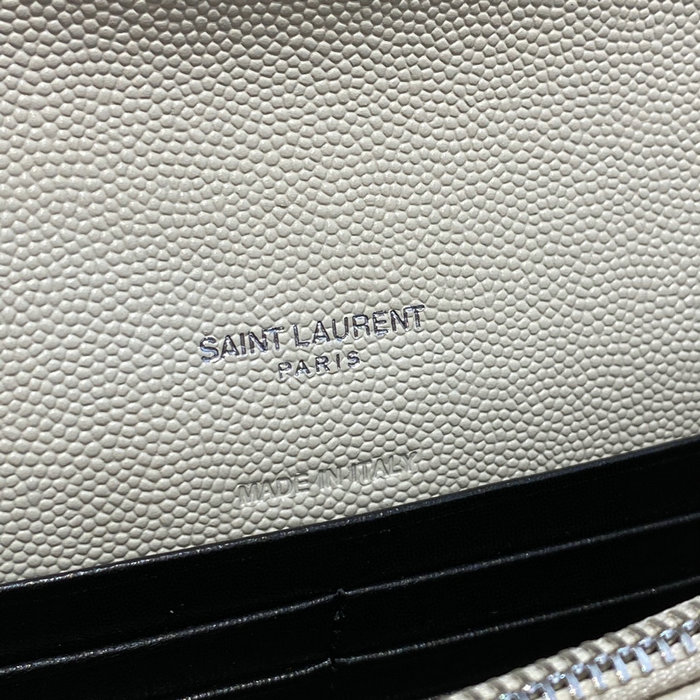 Saint Laurent Envelope Chain Wallet White with Silver 393953