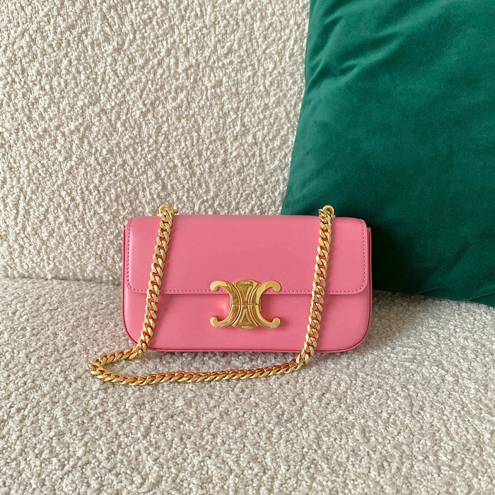 Celine Chain Shoulder Bag Triomphe Flamingo C35027