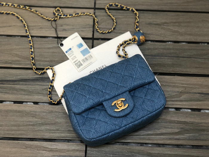 Chanel Denim Mini Flap Bag Blue AS1786