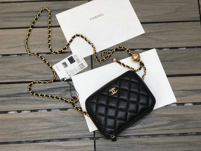 Chanel Lambskin Clutch With Chain Black AP2463