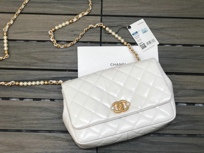 Chanel Small Flap Bag White AS3001