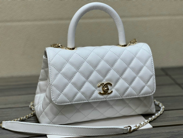 Chanel Small Flap Bag with Top Handle White A92990