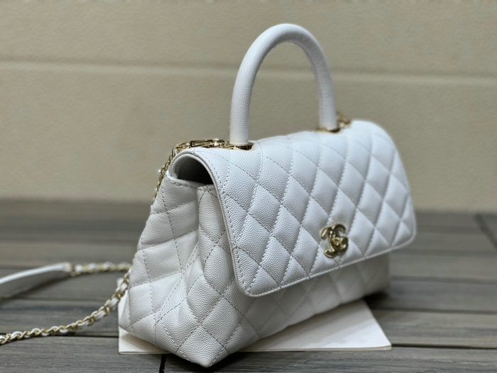 Chanel Small Flap Bag with Top Handle White A92990